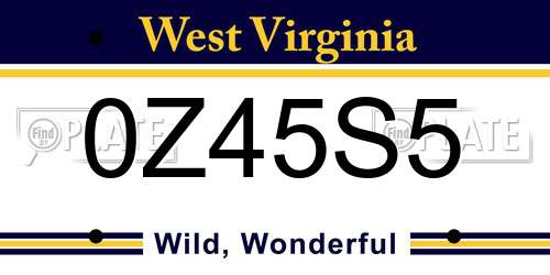 0Z45S5 West Virginia License Plate