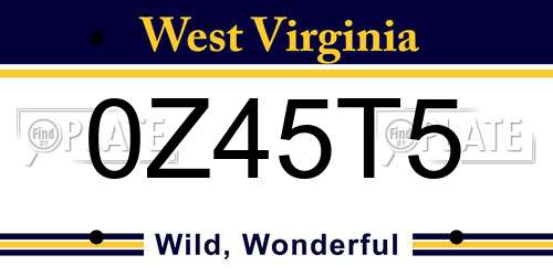 0Z45T5 West Virginia License Plate