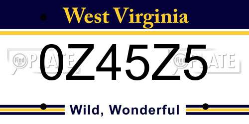 0Z45Z5 West Virginia License Plate