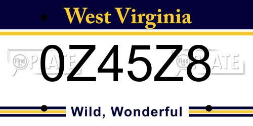 0Z45Z8 West Virginia License Plate