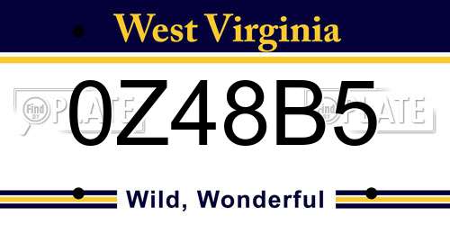 0Z48B5 West Virginia License Plate