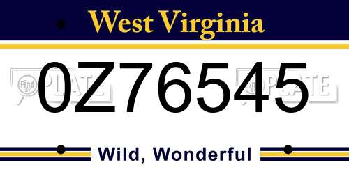 0Z76545 West Virginia License Plate