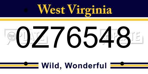 0Z76548 West Virginia License Plate