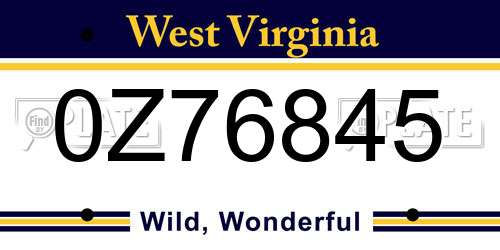 0Z76845 West Virginia License Plate