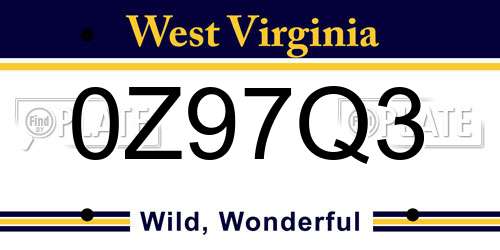 0Z97Q3 West Virginia License Plate