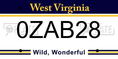 0ZAB28 West Virginia License Plate