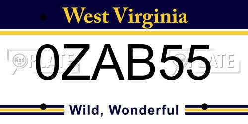 0ZAB55 West Virginia License Plate