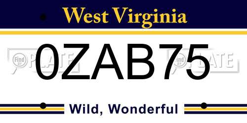 0ZAB75 West Virginia License Plate