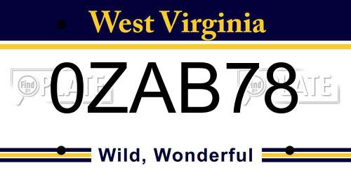 0ZAB78 West Virginia License Plate