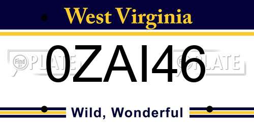 0ZAI46 West Virginia License Plate