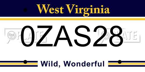 0ZAS28 West Virginia License Plate