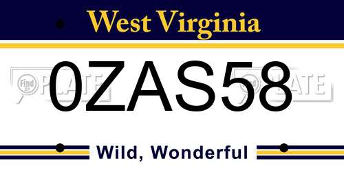 0ZAS58 West Virginia License Plate