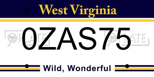 0ZAS75 West Virginia License Plate