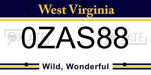0ZAS88 West Virginia License Plate