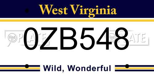 0ZB548 West Virginia License Plate