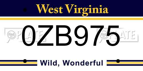0ZB975 West Virginia License Plate