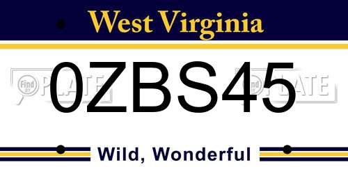0ZBS45 West Virginia License Plate