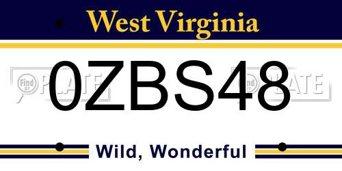 0ZBS48 West Virginia License Plate