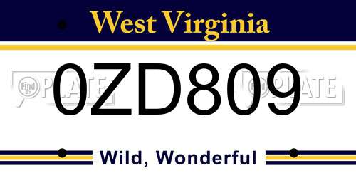 0ZD809 West Virginia License Plate