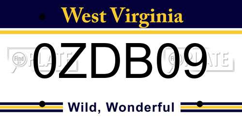 0ZDB09 West Virginia License Plate