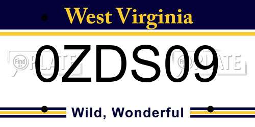 0ZDS09 West Virginia License Plate