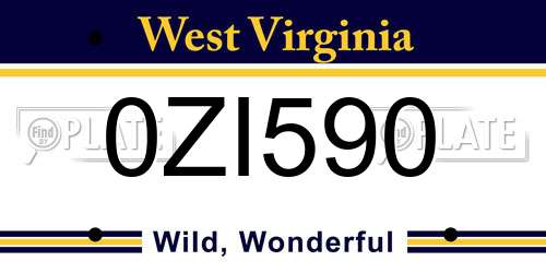 0ZI590 West Virginia License Plate