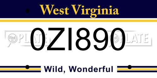0ZI890 West Virginia License Plate