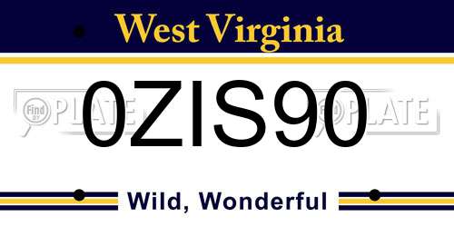 0ZIS90 West Virginia License Plate