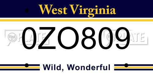 0ZO809 West Virginia License Plate