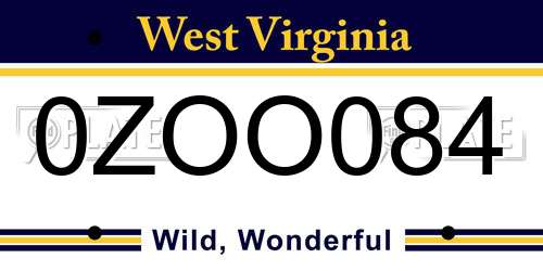 0ZOO084 West Virginia License Plate
