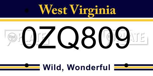 0ZQ809 West Virginia License Plate
