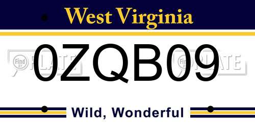 0ZQB09 West Virginia License Plate
