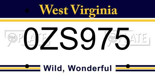 0ZS975 West Virginia License Plate