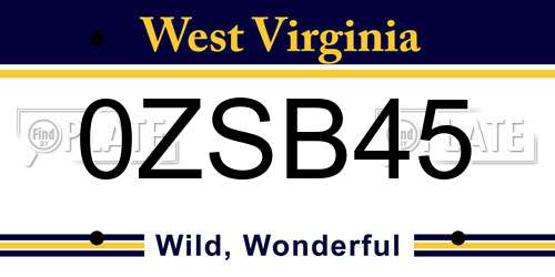 0ZSB45 West Virginia License Plate
