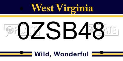 0ZSB48 West Virginia License Plate