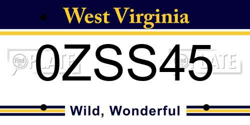 0ZSS45 West Virginia License Plate