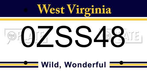 0ZSS48 West Virginia License Plate
