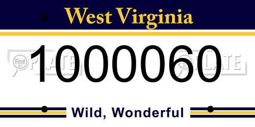 1000060 West Virginia License Plate