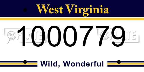 1000779 West Virginia License Plate