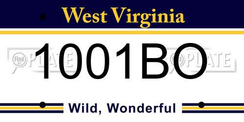 1001BO West Virginia License Plate