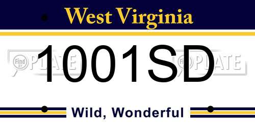 1001SD West Virginia License Plate
