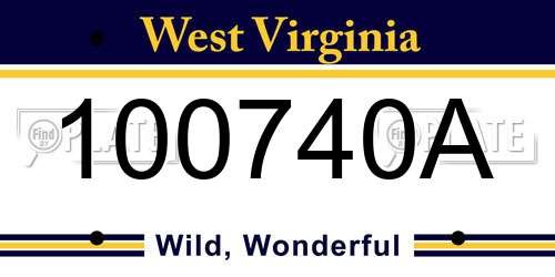 100740A West Virginia License Plate