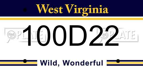 100D22 West Virginia License Plate