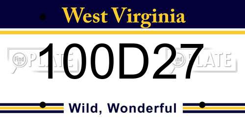 100D27 West Virginia License Plate