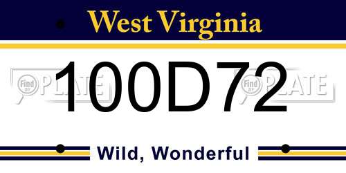100D72 West Virginia License Plate