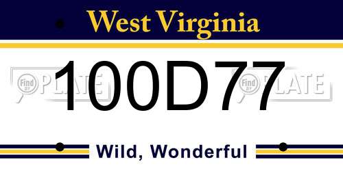 100D77 West Virginia License Plate