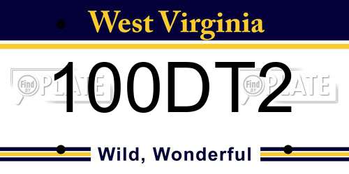 100DT2 West Virginia License Plate