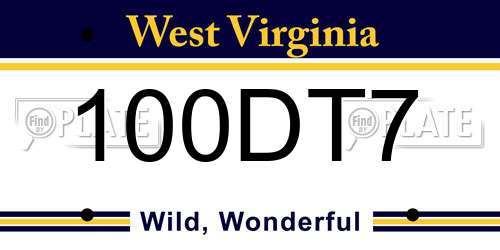 100DT7 West Virginia License Plate