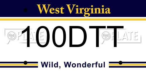 100DTT West Virginia License Plate