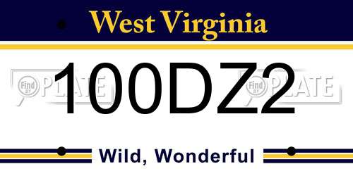 100DZ2 West Virginia License Plate